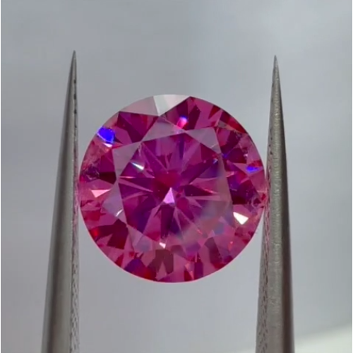 Муассанит 8,5 мм 2,5 карата Цвет: розовый Огранка: Круглая КР57 (бриллиантовая)